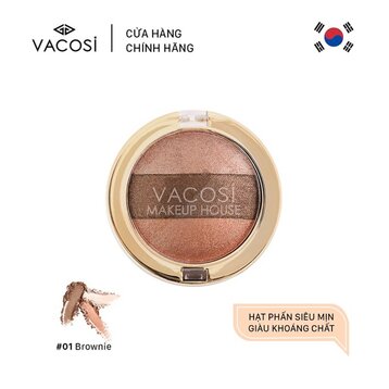 Phấn Mắt Vacosi 3 Màu (Hộp Tròn) 01 Brownie 5g