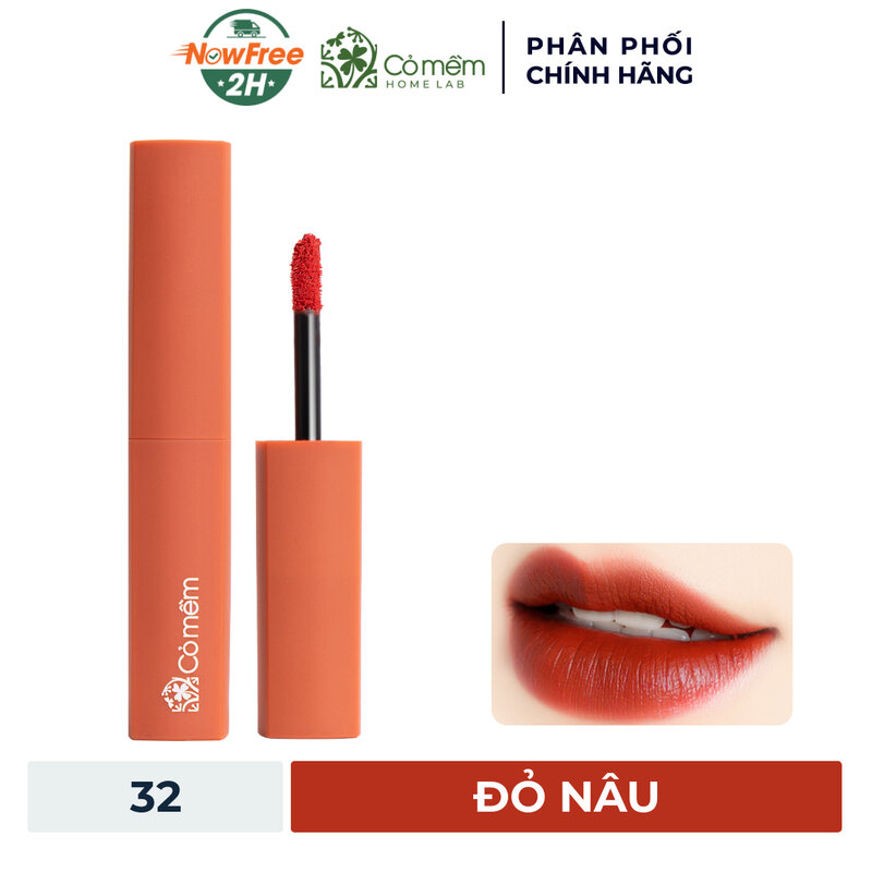 Son Kem Nhung Cỏ Mềm Lì Mượt Màu 32 Đỏ Nâu 3ml