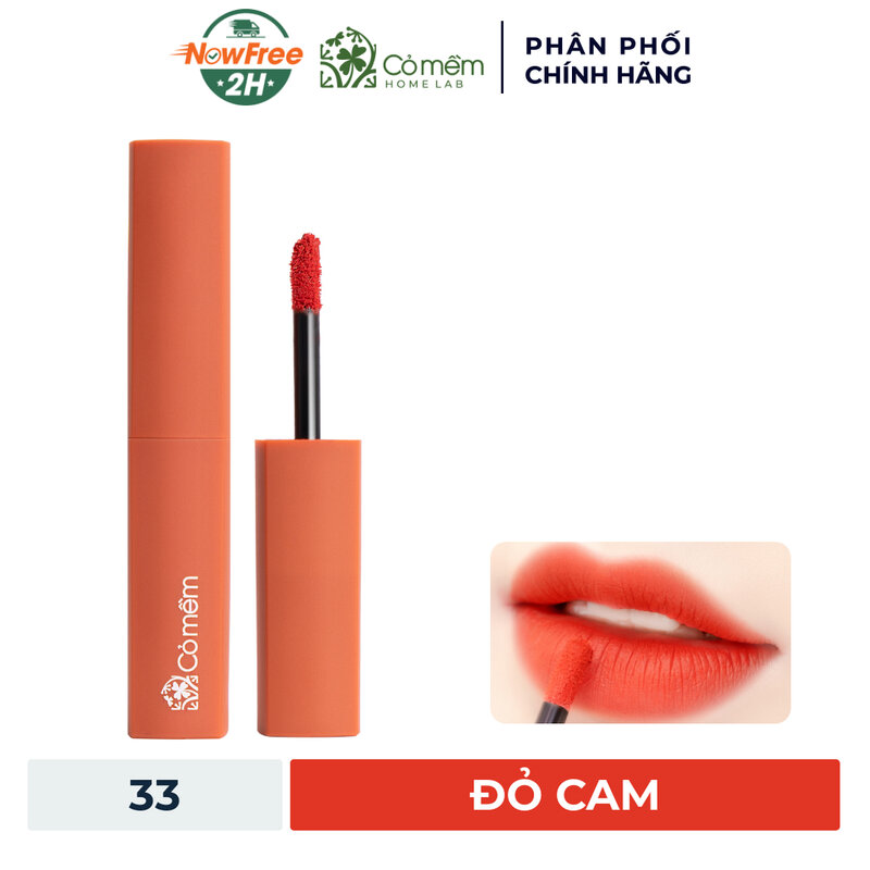 Son Kem Nhung Cỏ Mềm Lì Mượt Màu 33 Đỏ Cam 3ml