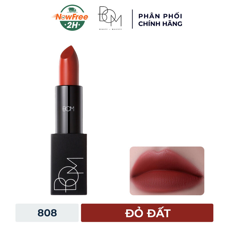 Son Lì B.O.M #808 My Warm Red - Đỏ Đất 3.5g