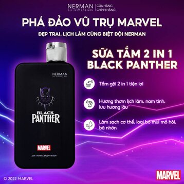 Sữa Tắm Gội Nerman 2in1 Black Panther Hương Nước Hoa 350g