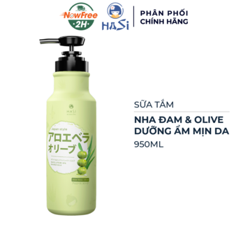 Sữa Tắm Hasi Kokeshi Nha Đam & Olive Ẩm Mịn Da 950ml