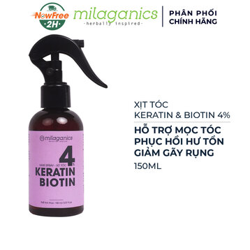 Xịt Tóc Milaganics Keratin & Biotin 4% Giúp Mọc Tóc 150ml
