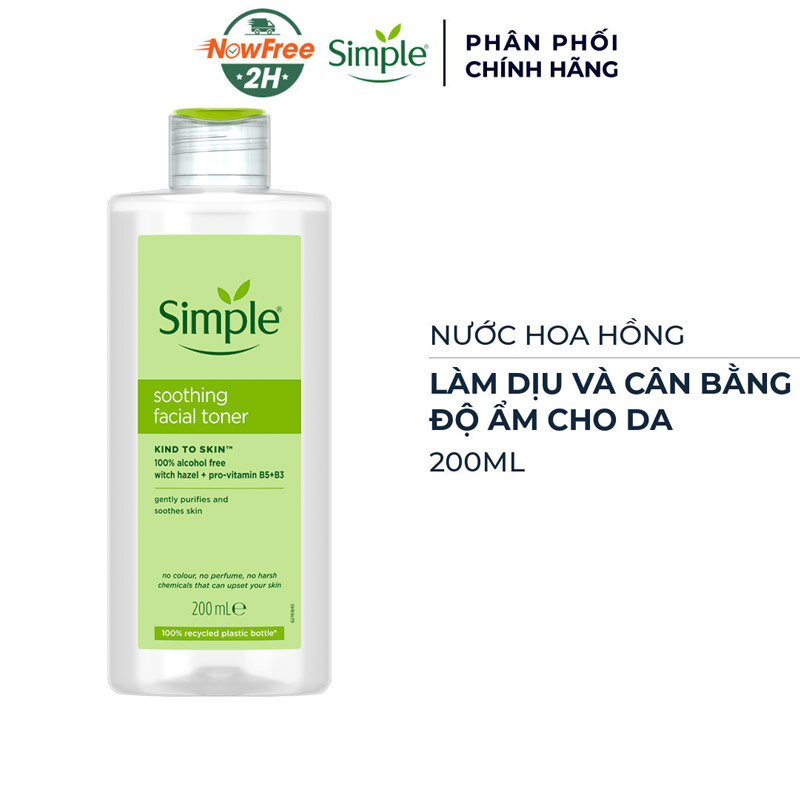 Nước Hoa Hồng Simple Làm Dịu Da & Cấp Ẩm 200ml