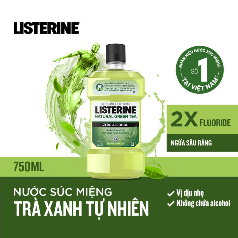 [HSD 10/2024] Nước Súc Miệng Listerine Trà Xanh Ngừa Sâu Răng 250ml