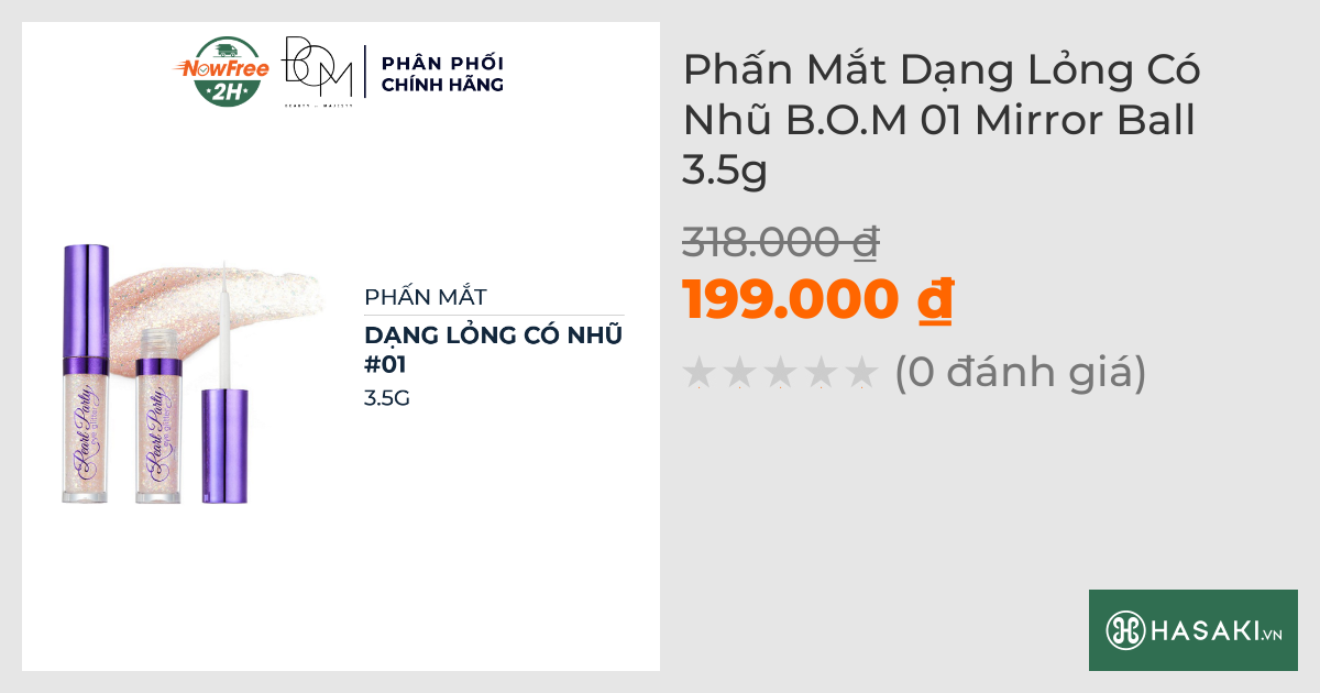 Phấn Mắt Dạng Lỏng Có Nhũ B.O.M 01 Mirror Ball 3.5g