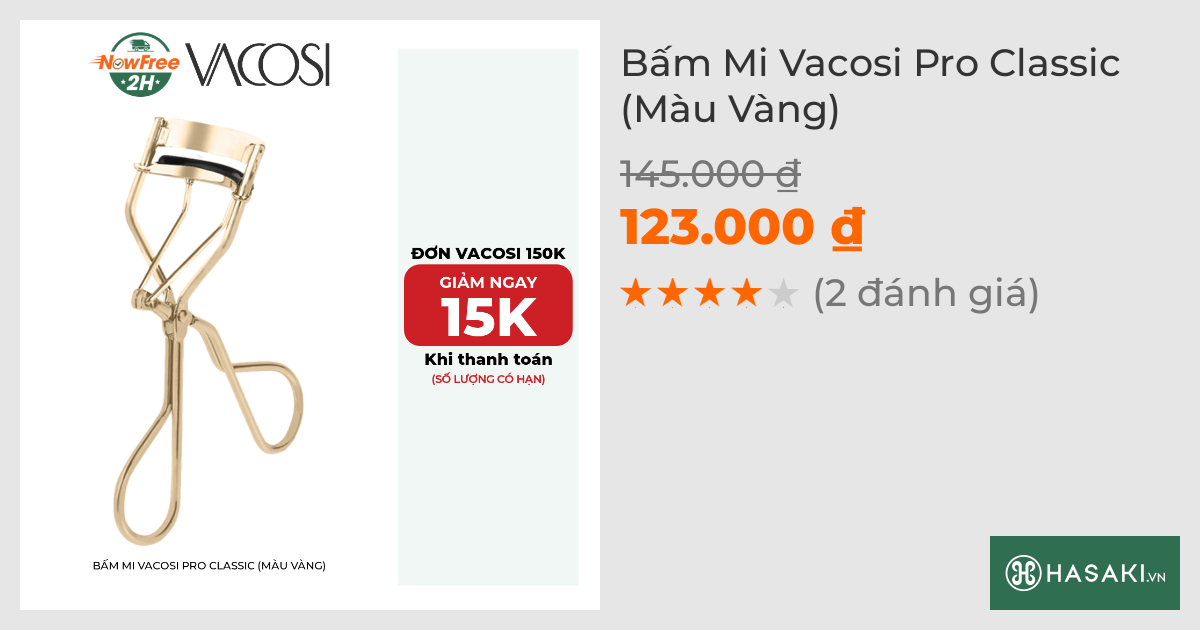 Bấm Mi Vacosi Pro Classic BM04 (Màu Vàng)