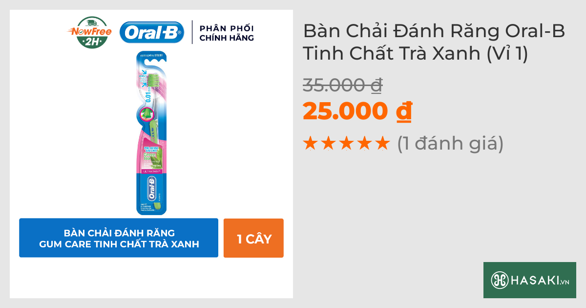 Bàn Chải Đánh Răng Oral-B Tinh Chất Trà Xanh (1 Cây)