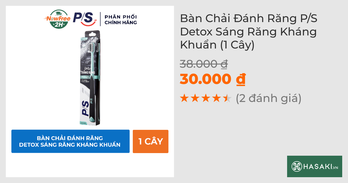 Bàn Chải Đánh Răng P/S Detox Trắng Răng Kháng Khuẩn (1 Cây)