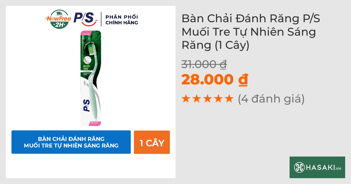 Bàn Chải Đánh Răng P/S Muối Tre Tự Nhiên Chăm Sóc Nướu (1 Cây)