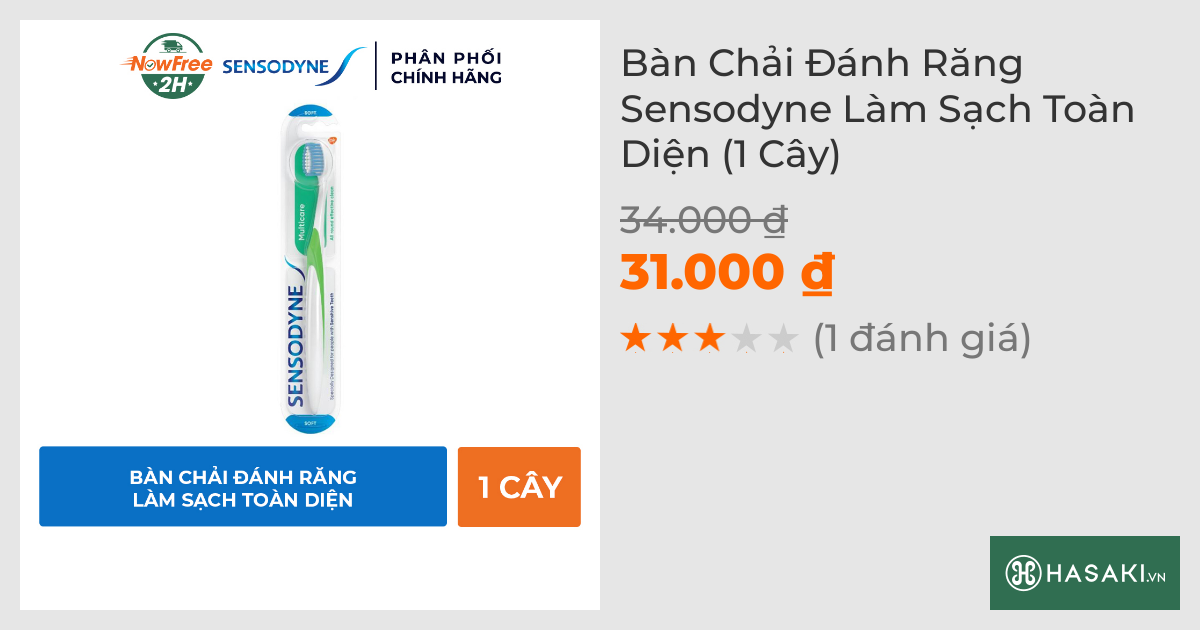 Bàn Chải Đánh Răng Sensodyne Làm Sạch Toàn Diện (1 Cây)