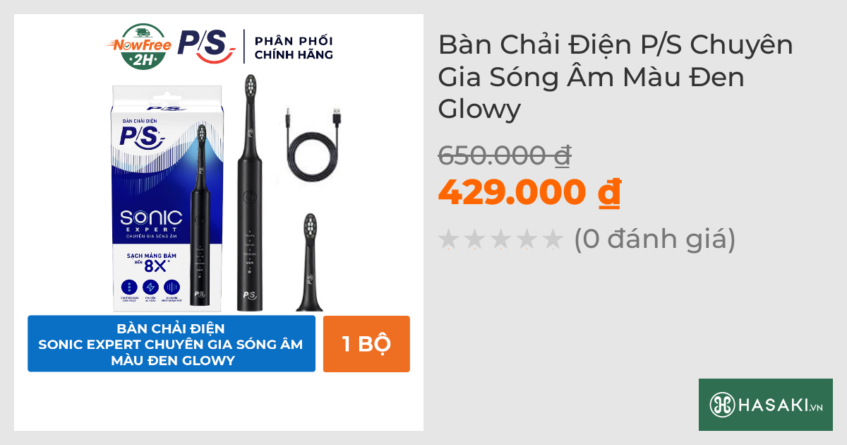 Bàn Chải Điện P/S Sonic Expert Sạch Mảng Bám 8X Màu Đen