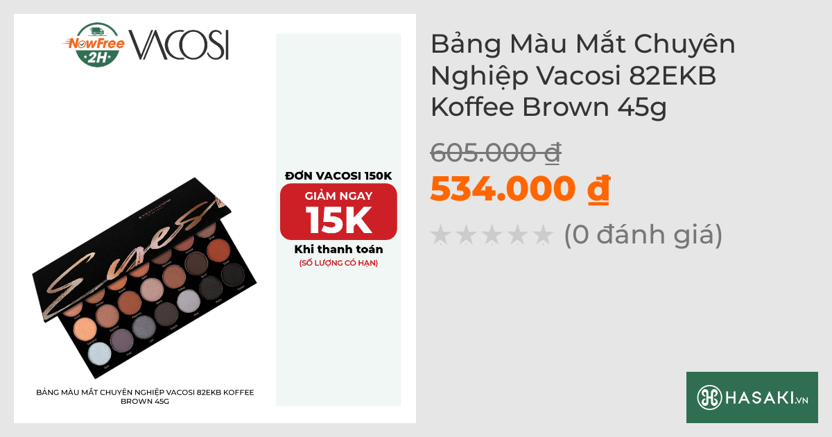 Bảng Màu Mắt Chuyên Nghiệp Vacosi 82EKB Koffee Brown 45g