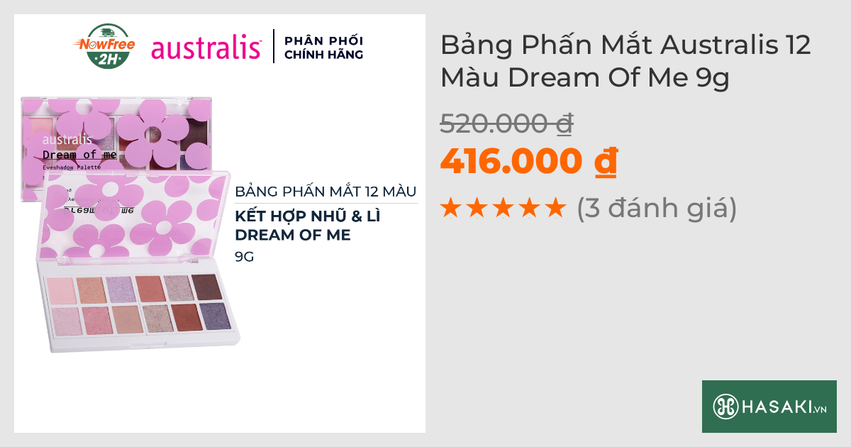 Bảng Phấn Mắt Australis 12 Màu Dream Of Me 9g