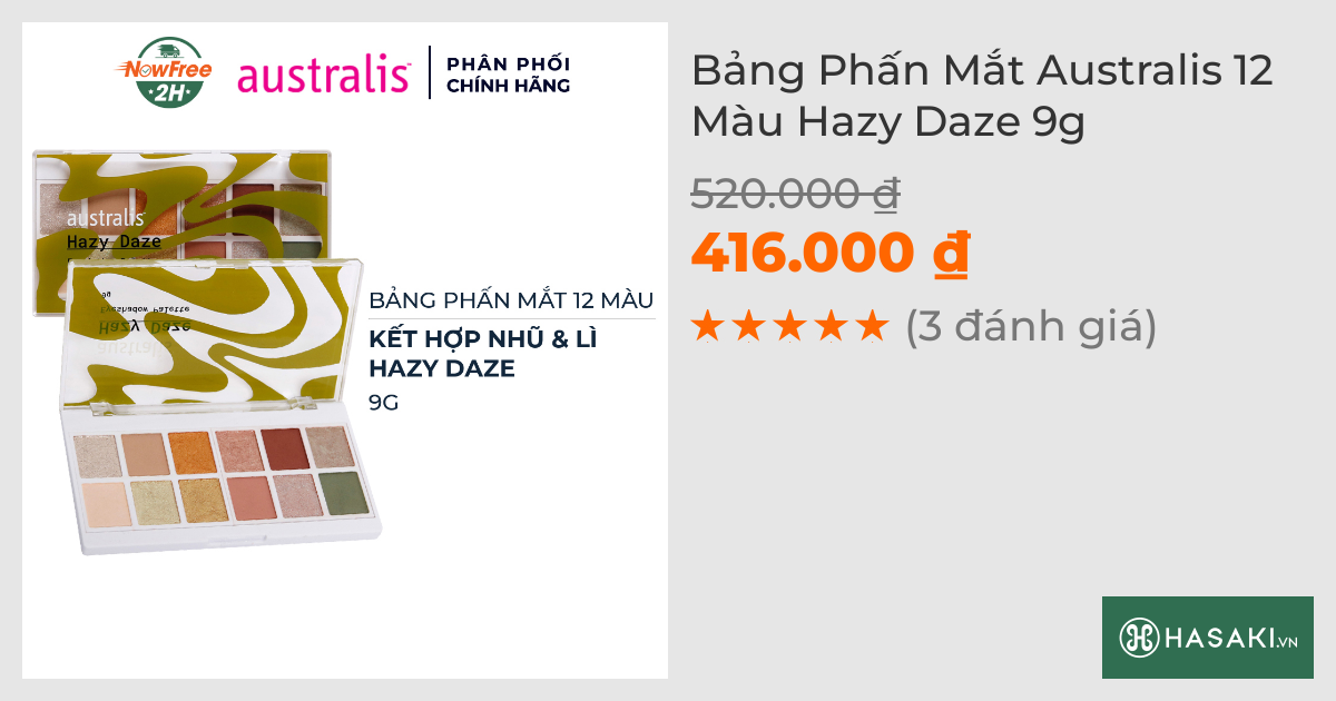 Bảng Phấn Mắt Australis 12 Màu Hazy Daze 9g