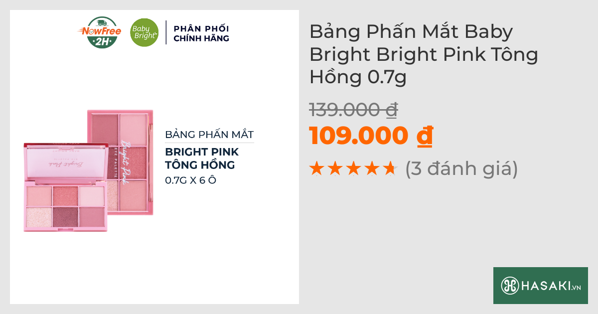 Bảng Phấn Mắt Baby Bright Bright Pink Tông Hồng 0.7g