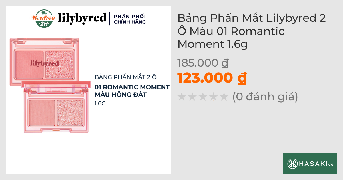 Bảng Phấn Mắt Lilybyred 2 Ô Màu 01 Romantic Moment 1.6g