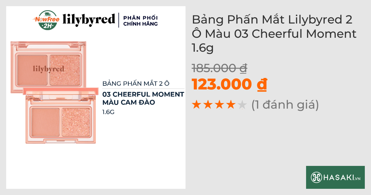 Bảng Phấn Mắt Lilybyred 2 Ô Màu 03 Cheerful Moment 1.6g