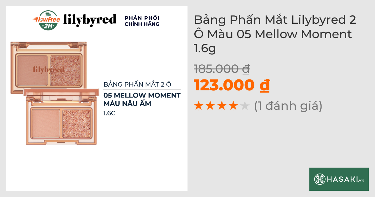 Bảng Phấn Mắt Lilybyred 2 Ô Màu 05 Mellow Moment 1.6g