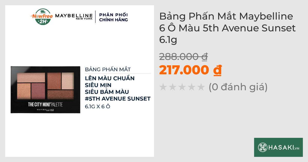 Bảng Phấn Mắt Maybelline 6 Ô Màu 5th Avenue Sunset 6.1g