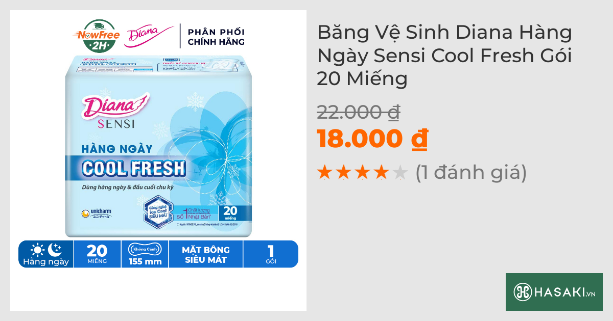 Băng Vệ Sinh Diana Hàng Ngày Cool Fresh 20 Miếng/Gói