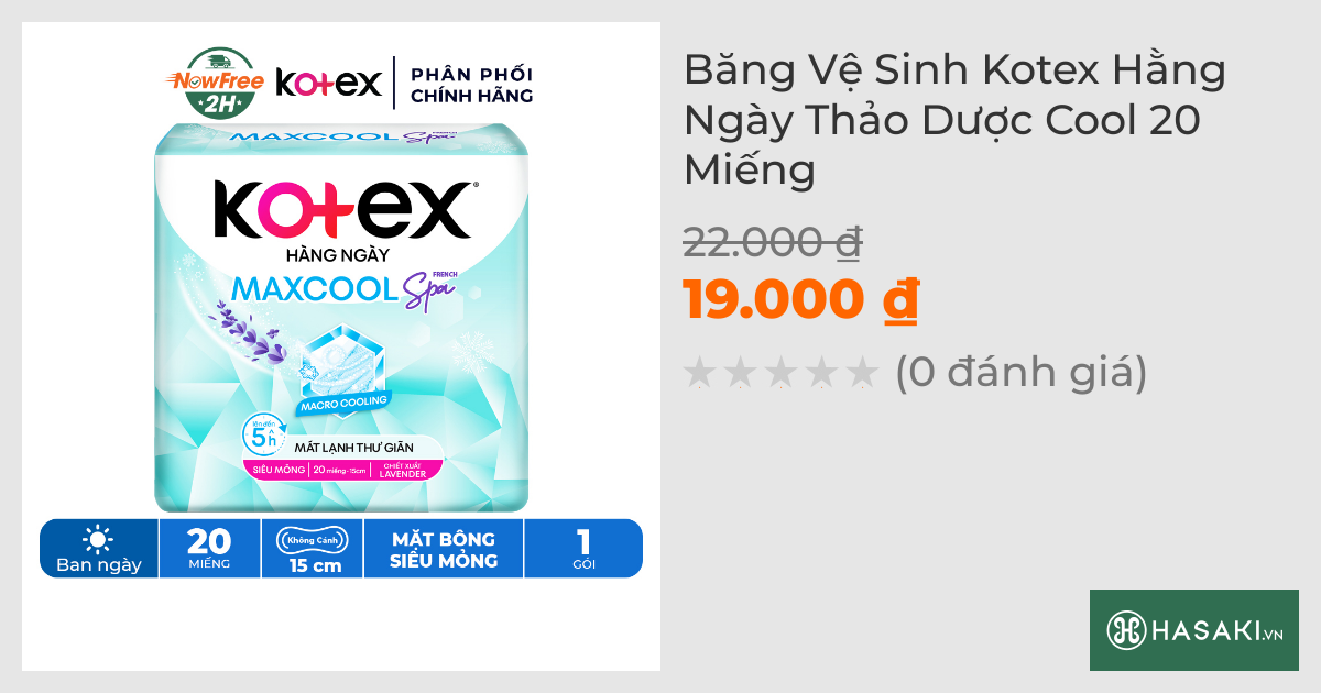 Băng Vệ Sinh Kotex Hằng Ngày Thảo Dược Cool 20 Miếng