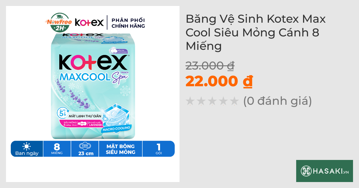 Băng Vệ Sinh Kotex Max Cool Siêu Mỏng Cánh 8+1 Miếng (Mẫu Ngẫu Nhiên)