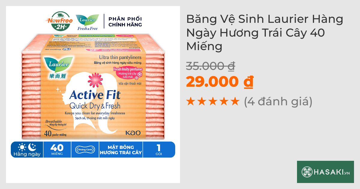 Băng Vệ Sinh Laurier Hàng Ngày Hương Trái Cây 40 Miếng