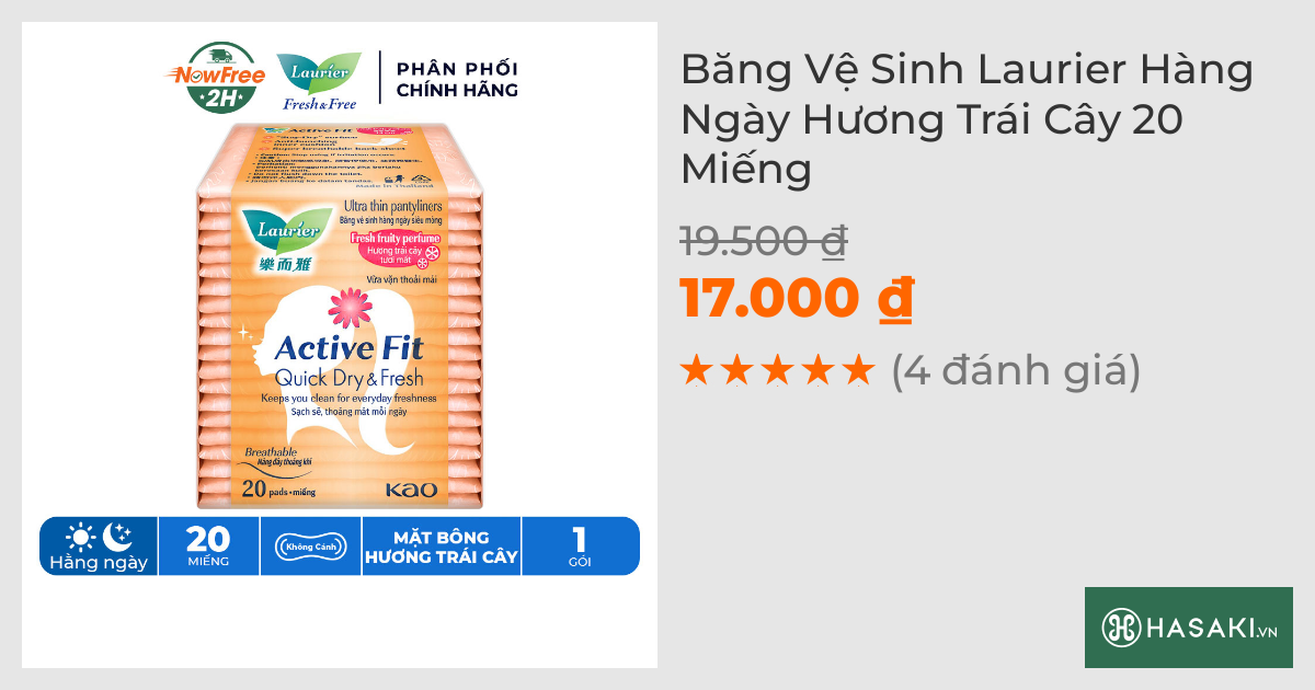 Băng Vệ Sinh Laurier Hàng Ngày Hương Trái Cây 20 Miếng