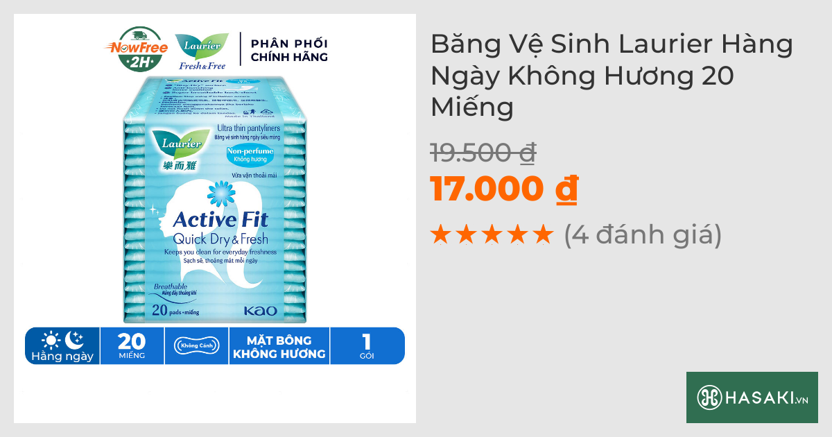 Băng Vệ Sinh Laurier Hàng Ngày Không Hương 20 Miếng