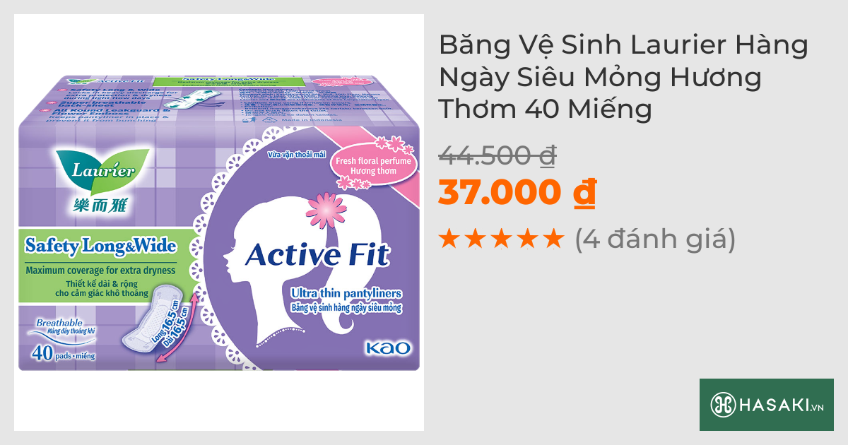 Băng Vệ Sinh Laurier Hàng Ngày Siêu Mỏng Hương Thơm 40 Miếng