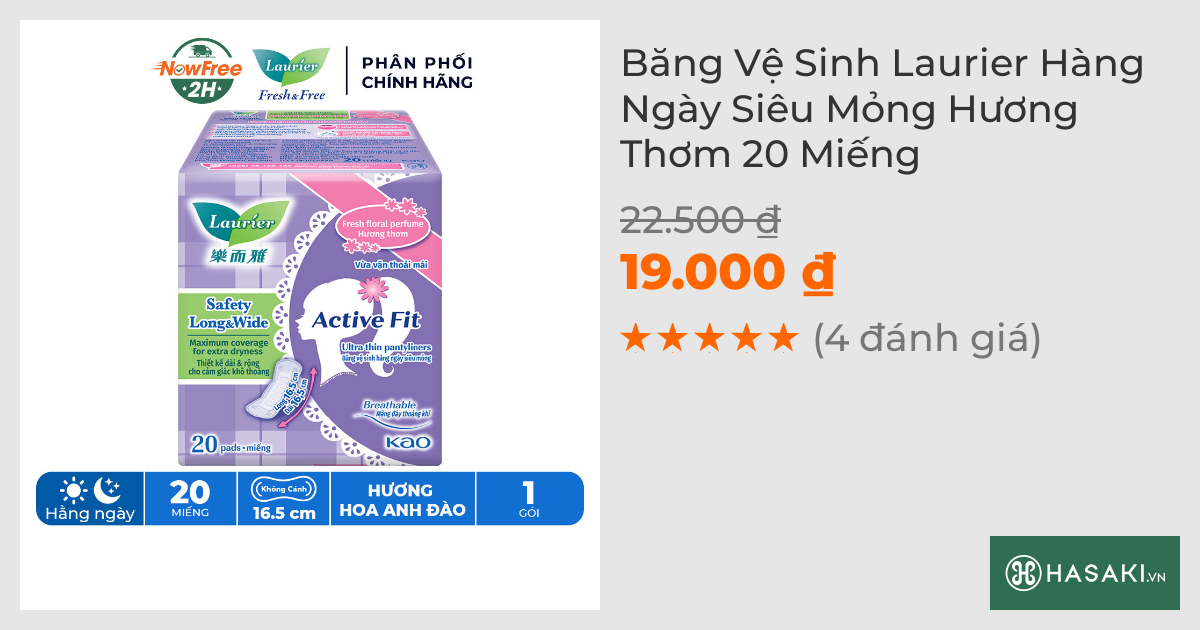 Băng Vệ Sinh Laurier Hàng Ngày Siêu Mỏng Hương Thơm 20 Miếng