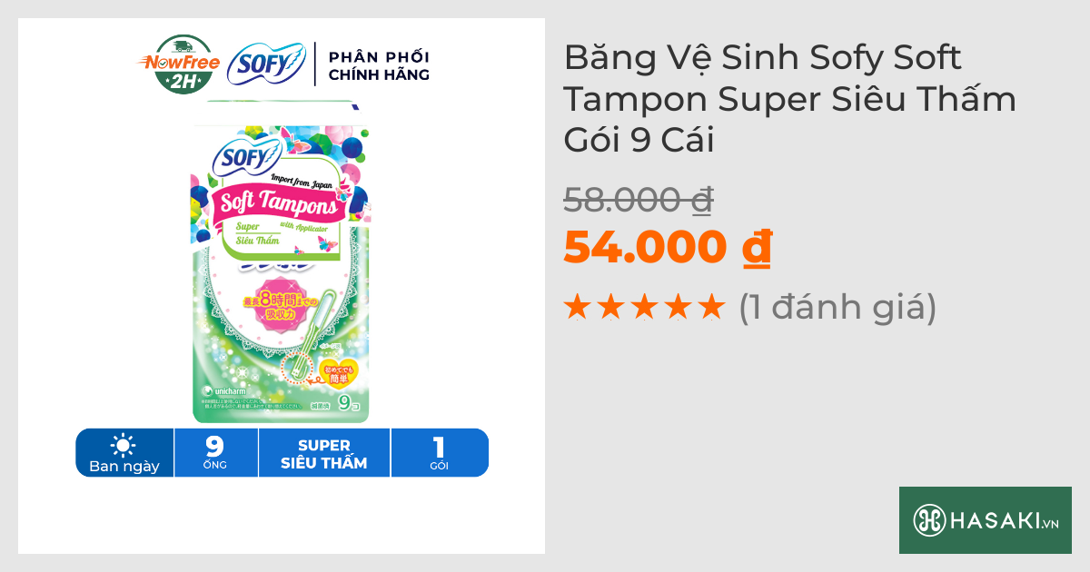 Băng Vệ Sinh Sofy Soft Tampon Super Siêu Thấm Gói 9 Cái