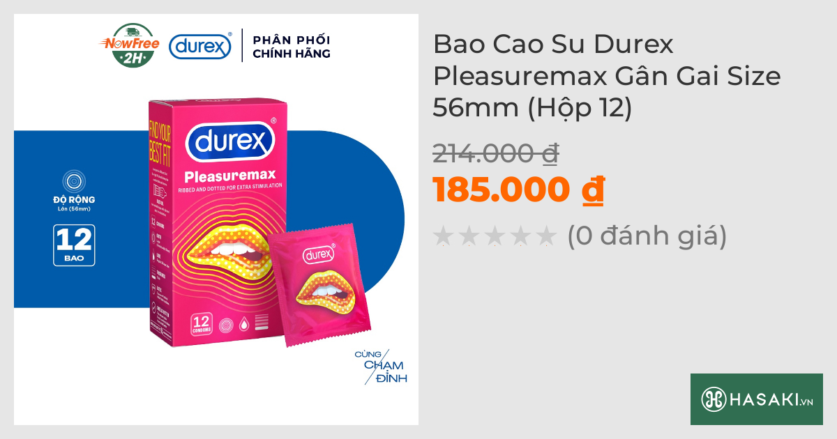 Bao Cao Su Durex Pleasuremax Gân Gai Size 56mm (Hộp 12)