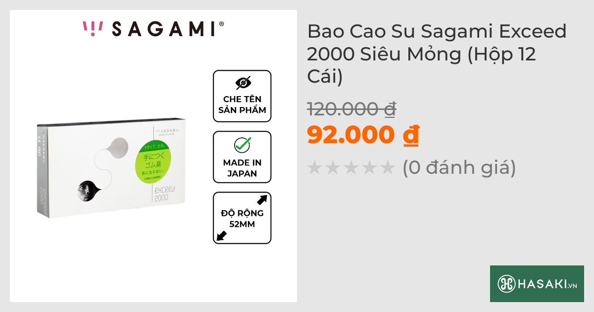 Bao Cao Su Sagami Exceed 2000 Siêu Mỏng (Hộp 12 Cái)