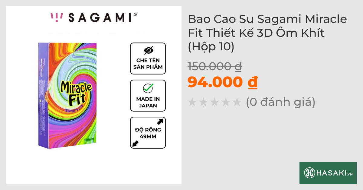 Bao Cao Su Sagami Miracle Fit Thiết Kế 3D Ôm Khít (Hộp 10)