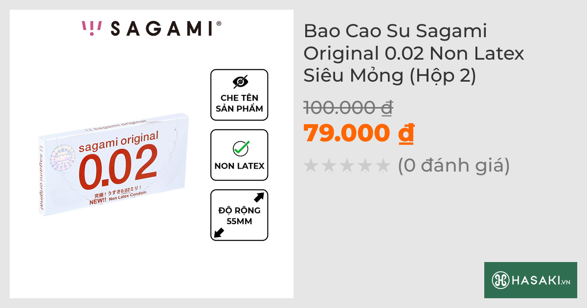 Bao Cao Su Sagami Original 0.02 Non Latex Siêu Mỏng (Hộp 2)