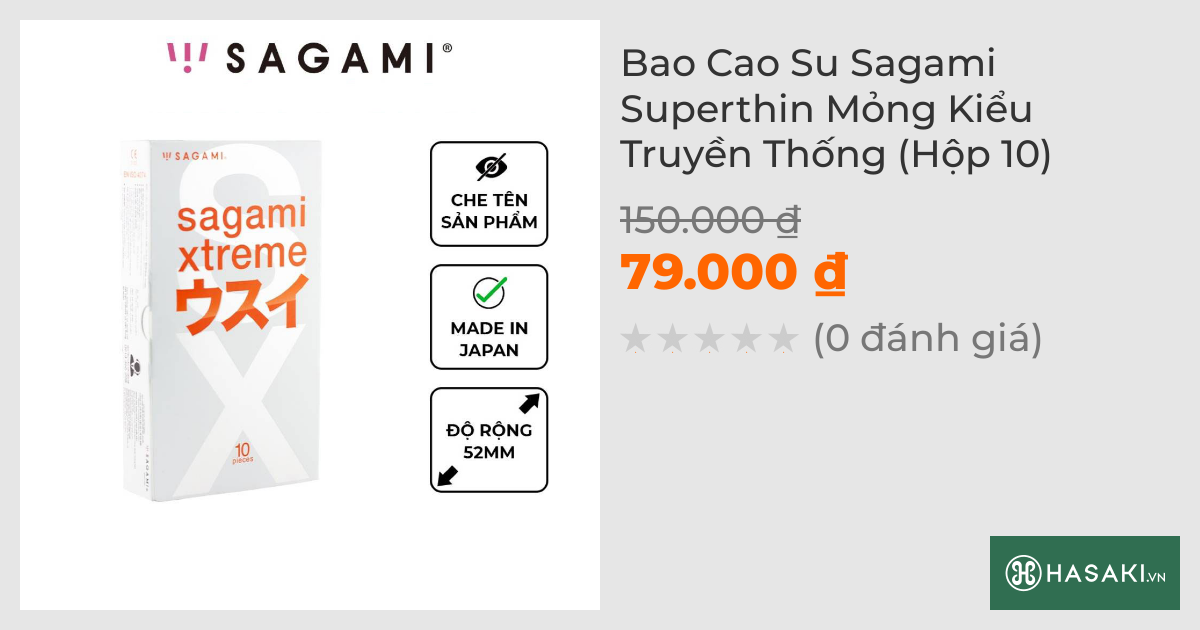 Bao Cao Su Sagami Superthin Mỏng Kiểu Truyền Thống (Hộp 10)