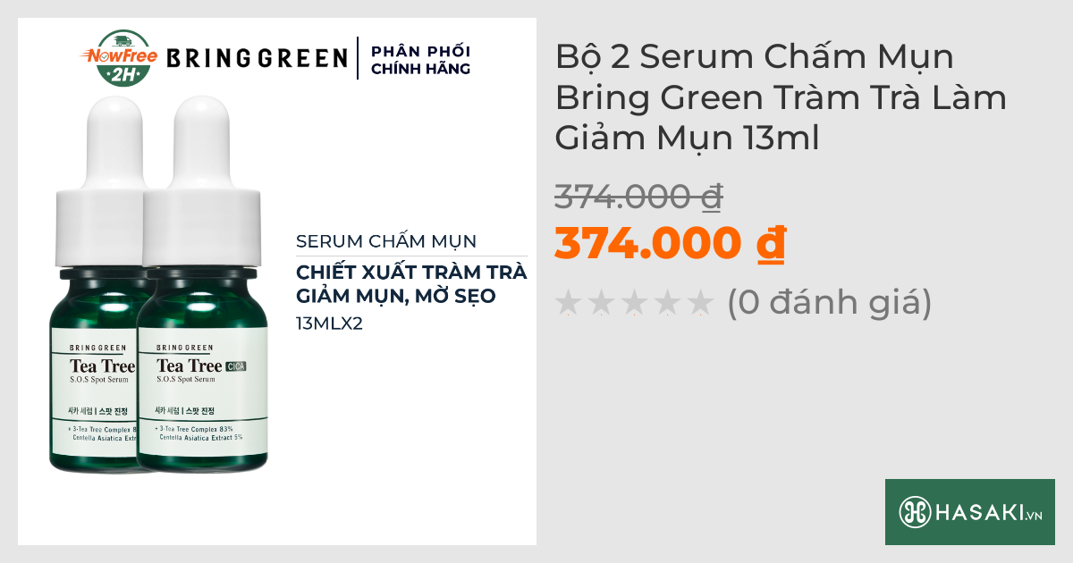 Bộ 2 Serum Chấm Mụn Bring Green Tràm Trà Làm Giảm Mụn 13ml