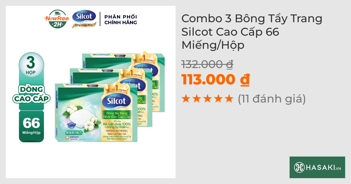 Combo 3 Hộp Bông Tẩy Trang Silcot Cao Cấp 66 Miếng