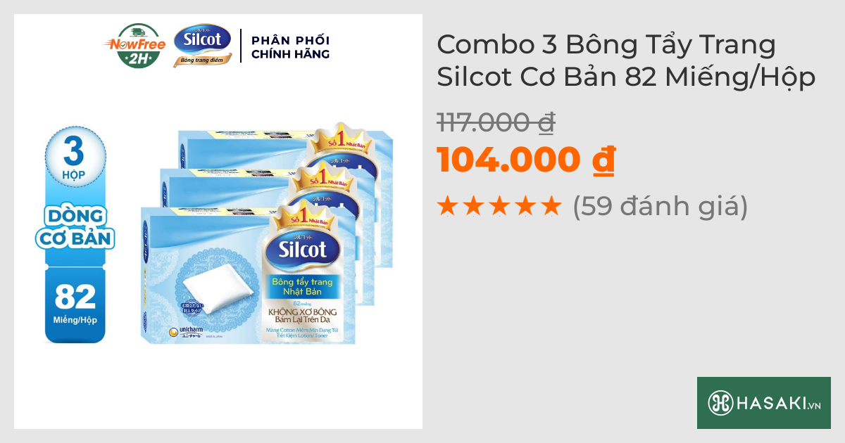 Combo 3 Hộp Bông Tẩy Trang Silcot Cơ Bản 82 Miếng