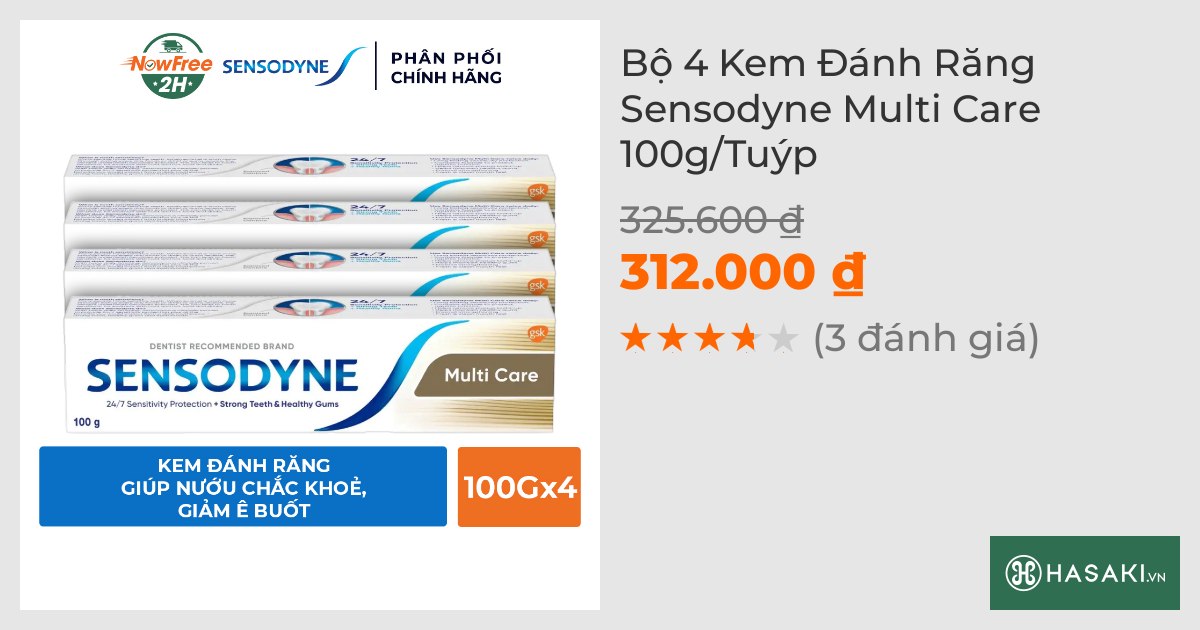 Bộ 4 Kem Đánh Răng Sensodyne Multi Care 100g/Tuýp