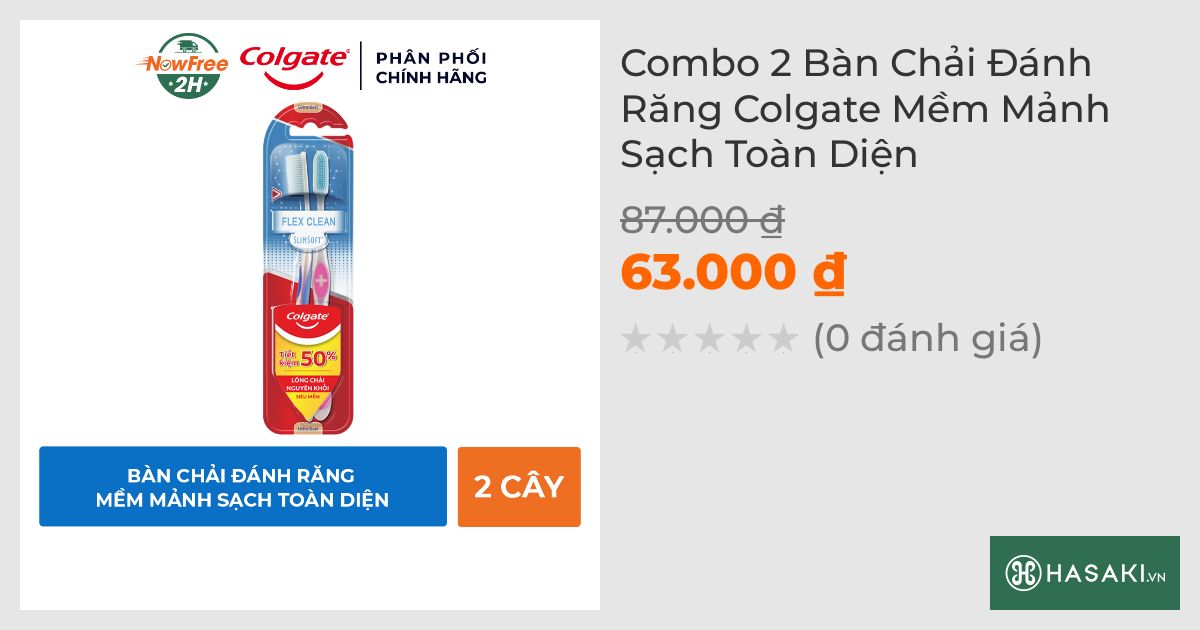 Bộ 2 Bàn Chải Đánh Răng Colgate Mềm Mảnh Sạch Toàn Diện