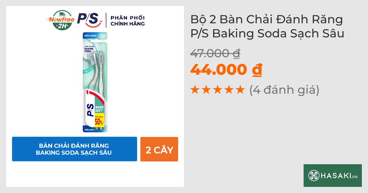 Bộ 2 Bàn Chải Đánh Răng P/S Baking Soda Sạch Sâu