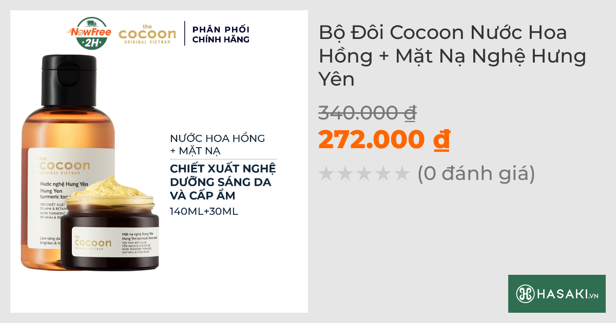 Combo Cocoon Nước Cân Bằng & Mặt Nạ Từ Nghệ Hưng Yên 140ml+30ml