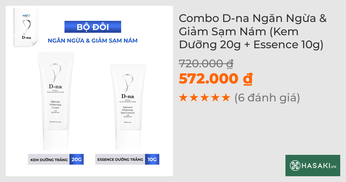 Combo D-na Ngăn Ngừa & Giảm Sạm Nám (Kem Dưỡng 20g + Essence 10g)