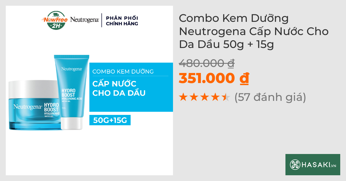 Combo Kem Dưỡng Neutrogena Cấp Nước Cho Da Dầu 50g+15g