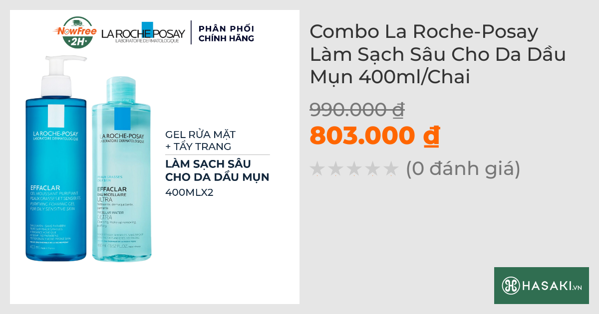 Combo La Roche-Posay Làm Sạch Sâu Cho Da Dầu Mụn 400ml/Chai