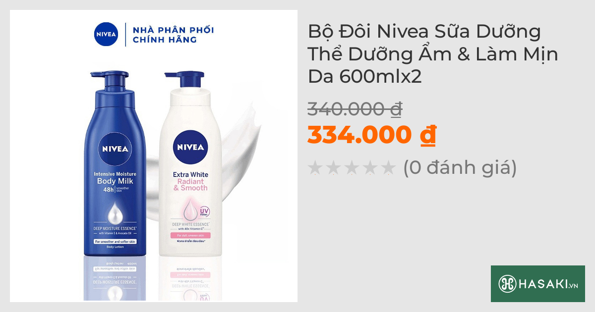 Bộ Đôi Nivea Sữa Dưỡng Thể Dưỡng Ẩm & Làm Mịn Da 600mlx2