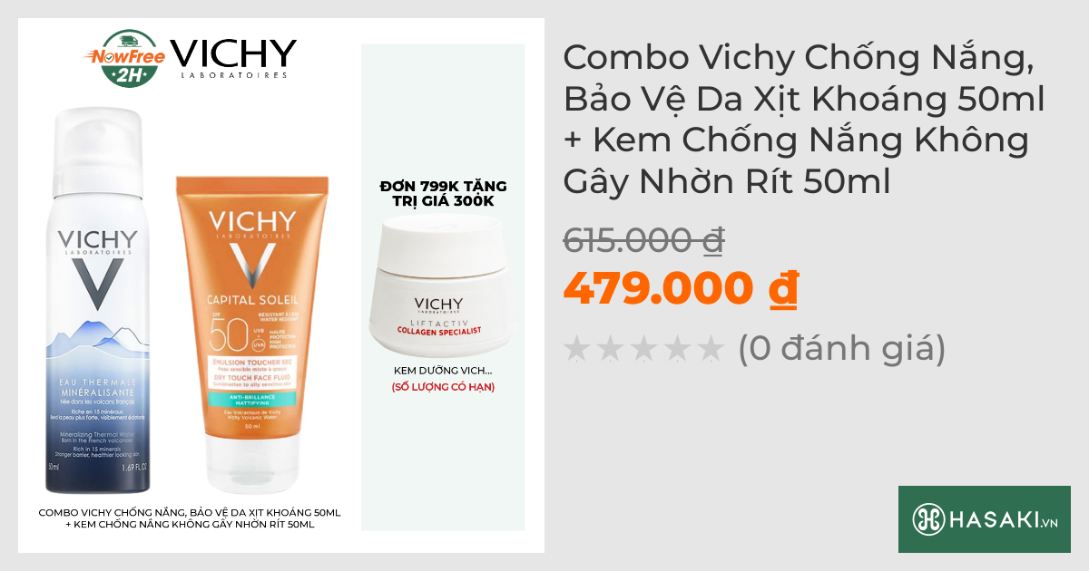 Combo Vichy Xịt Khoáng Cấp Ẩm + Kem Chống Nắng Thoáng Nhẹ 50ml+50ml